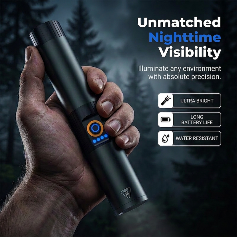 🔦  Ultra-Bright Tactical Flashlight with Zoom Function – Rugged, Waterproof, Rechargeable 🏕️