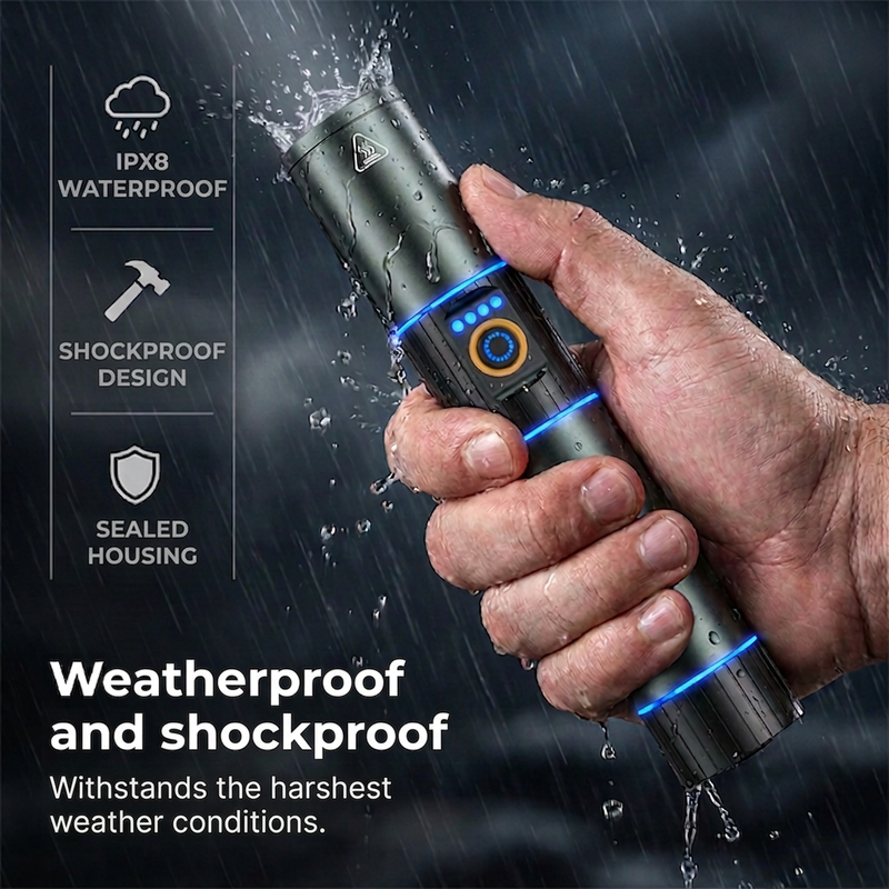 🔦  Ultra-Bright Tactical Flashlight with Zoom Function – Rugged, Waterproof, Rechargeable 🏕️