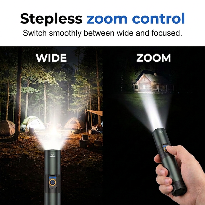 🔦  Ultra-Bright Tactical Flashlight with Zoom Function – Rugged, Waterproof, Rechargeable 🏕️