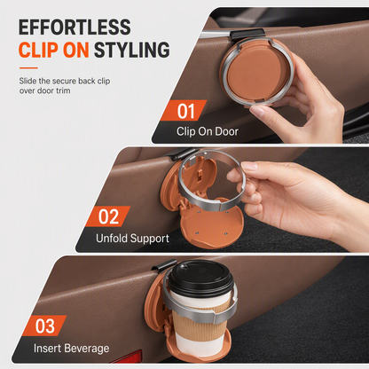 🚗 Last Day Special Price ￡11.99! 🥤Multifunctional Foldable Car Door Cup Holder Large Diameter Drink and Water Bottle Storage Rack