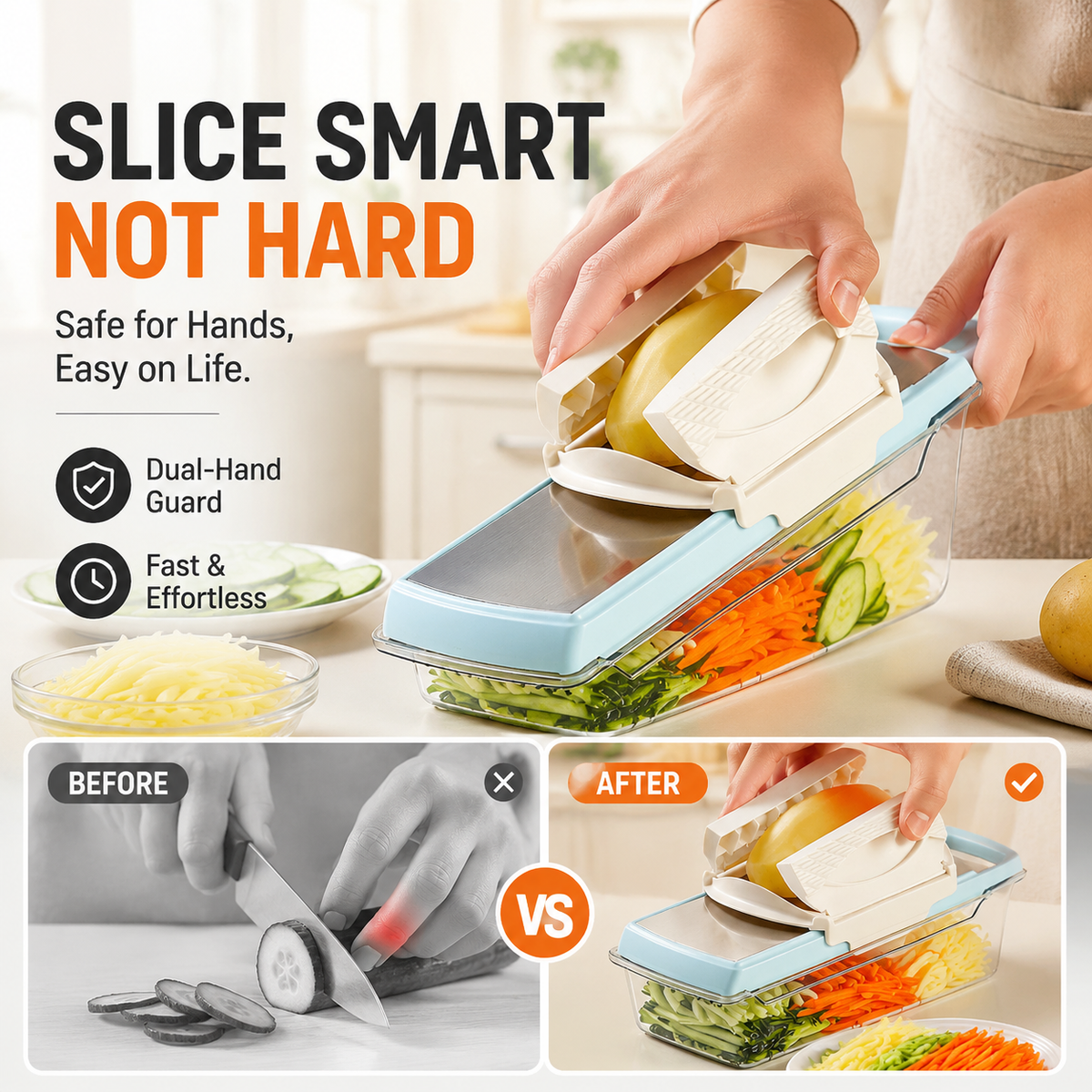 Multi-Functional Vegetable Slicer with Drain Basket