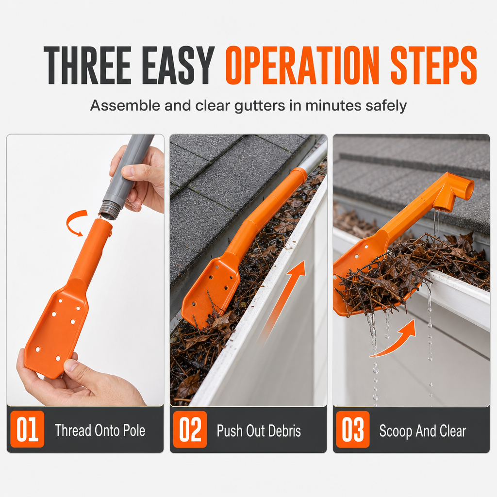 No-Climb Gutter Cleaning Tool