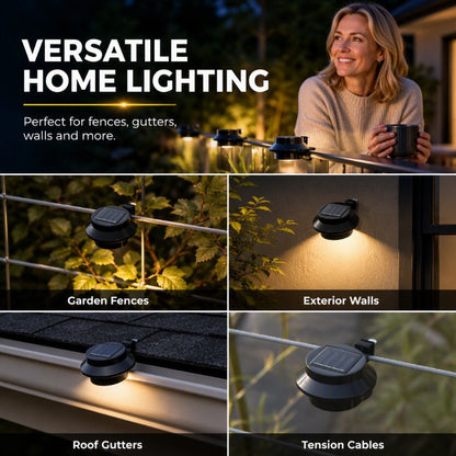 ☀️Solar Outdoor Accent Light – no wiring, no electricity bills. 3 LEDs auto-light up gutters, fences & walls at night. Simple, safe, solar! 🏡✅