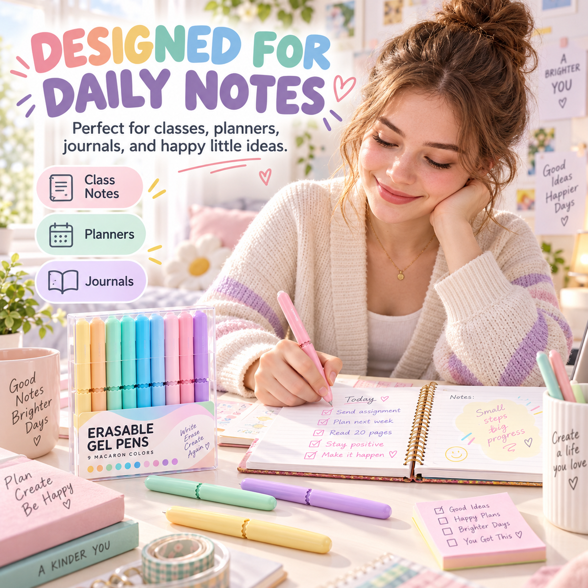 🏆9 Colors Erasable Gel Pen Set