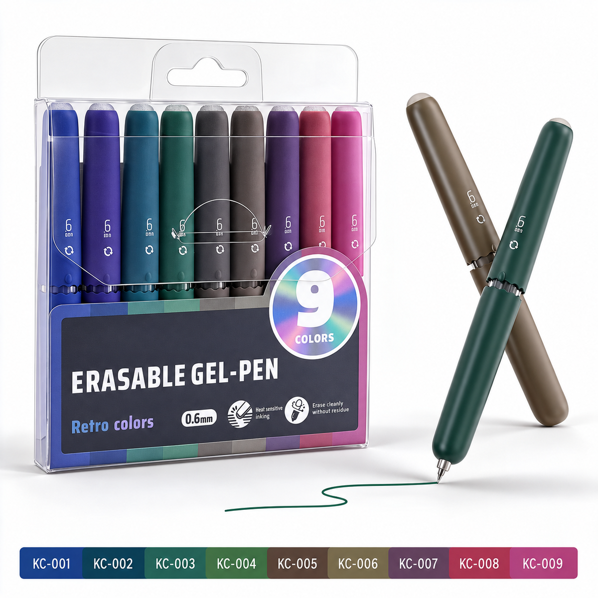 🏆9 Colors Erasable Gel Pen Set