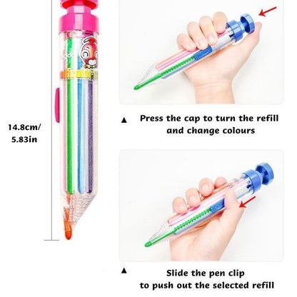 🖍️ 8-in-1 Multicolor Crayon | Compact Creative Pen