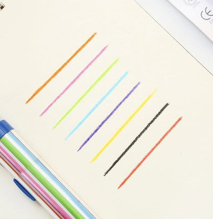 🖍️ 8-in-1 Multicolor Crayon | Compact Creative Pen