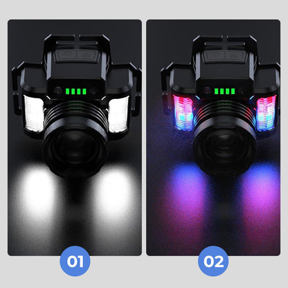 SCOMERI🔦👋 Rechargeable LED Headlamp – Wave Sensor Control & Adjustable Focus