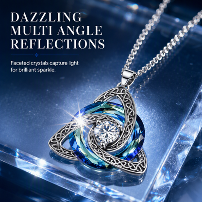 💎 Celtic Knot Birthstone Necklace: Heart Crystal, 12 Colors, Copper & Zircon, 45+5cm Chain
