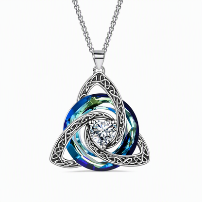 💎 Celtic Knot Birthstone Necklace: Heart Crystal, 12 Colors, Copper & Zircon, 45+5cm Chain