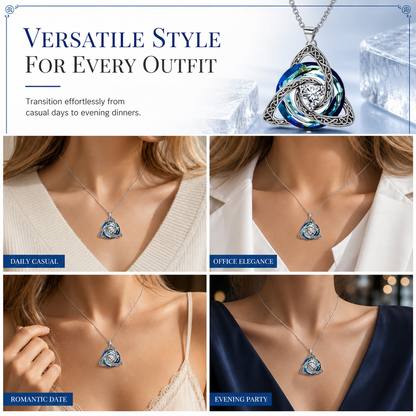 💎 Celtic Knot Birthstone Necklace: Heart Crystal, 12 Colors, Copper & Zircon, 45+5cm Chain