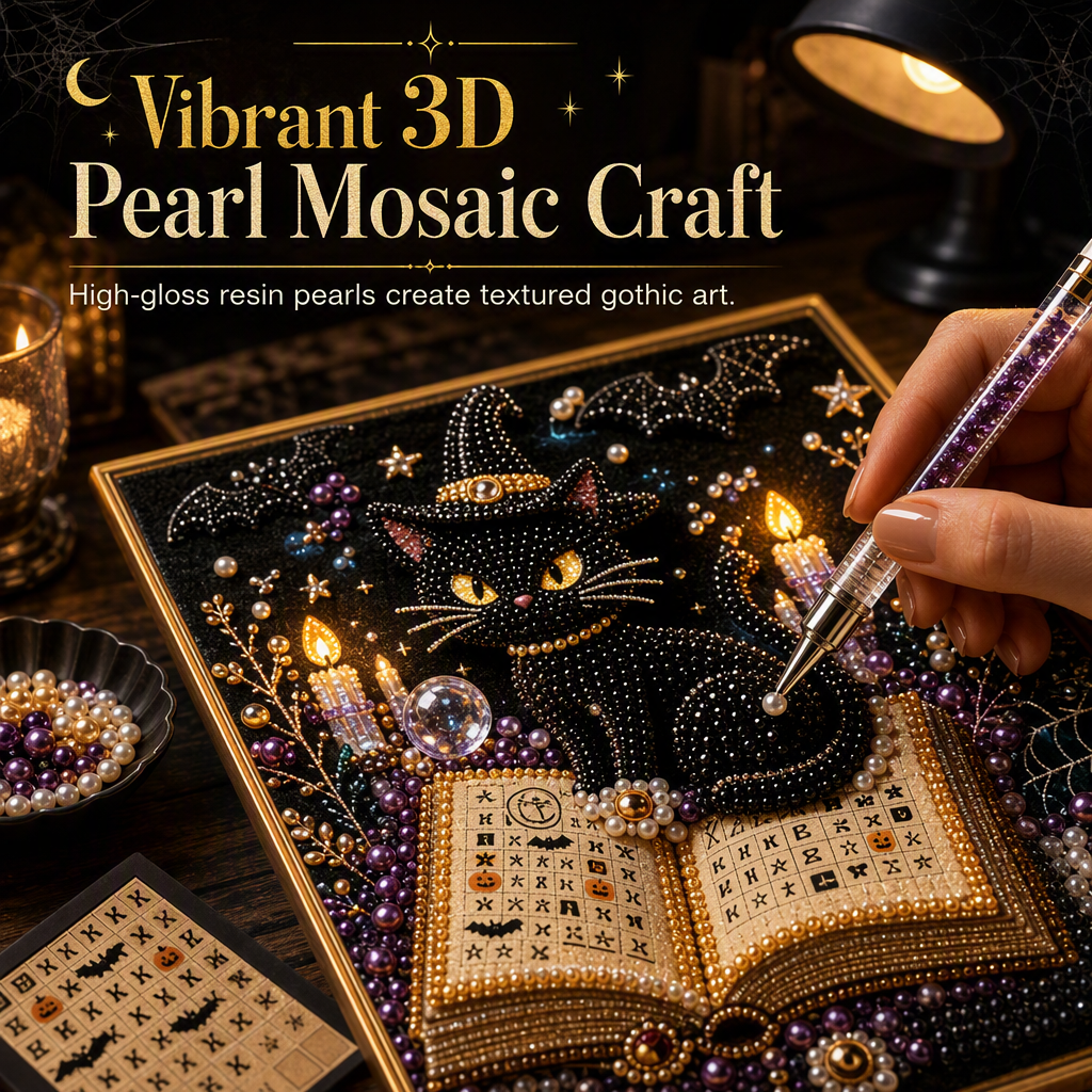 🦇 3D Pearl Gothic Art Kit | Halloween DIY
