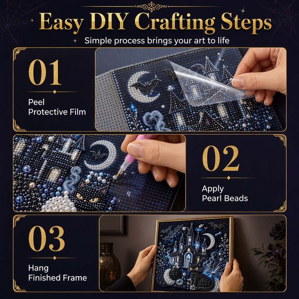 🦇 3D Pearl Gothic Art Kit | Halloween DIY