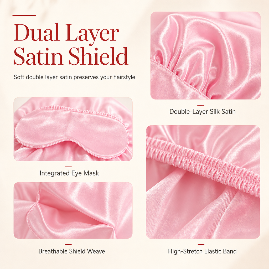 Women's 2-in-1 Satin Sleep Bonnet with Eye Mask