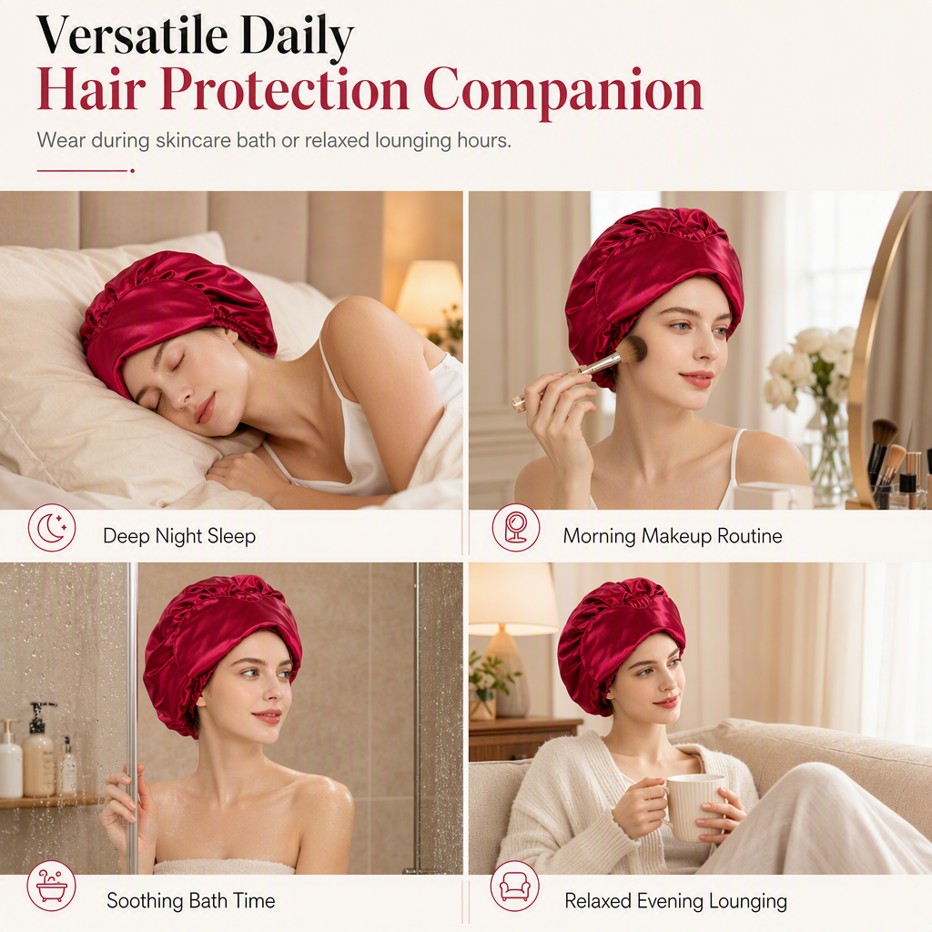 Women's 2-in-1 Satin Sleep Bonnet with Eye Mask