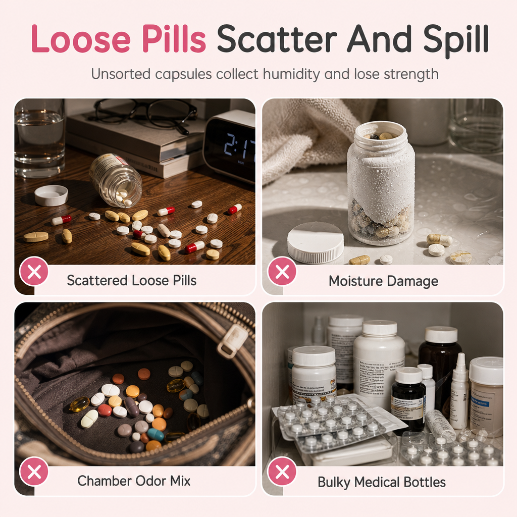 360° Rotating Multi-Compartment Pill Organizer
