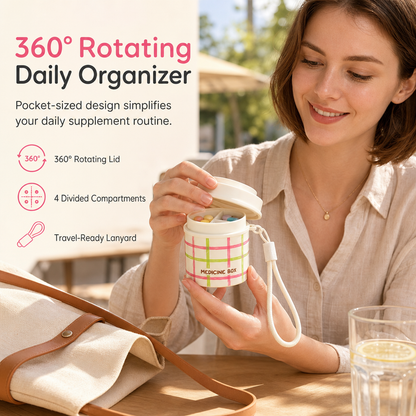 360° Rotating Multi-Compartment Pill Organizer