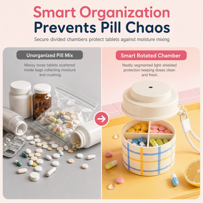 360° Rotating Multi-Compartment Pill Organizer