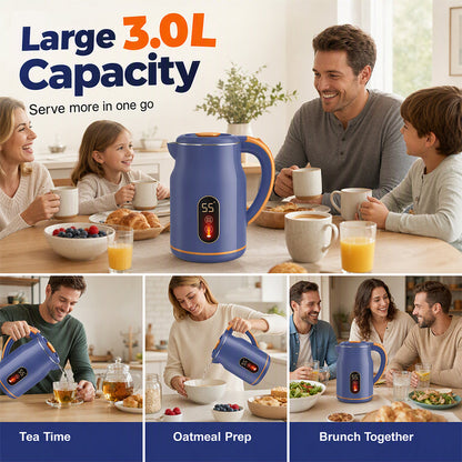 ☕ Smart Electric Kettle: 3L, 1500W Fast Boil, 55°C Keep Warm, Temp Display, Cool-Touch