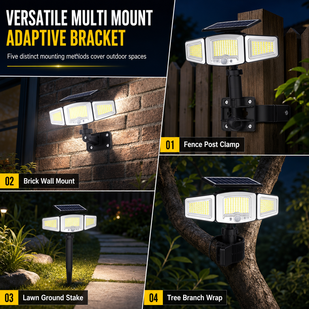 Solar 3-Head Motion Sensor Light
