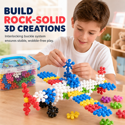 🧩 Kids 3D Interlocking Snowflake Building Blocks – Stable Build, Burr-free, Colorful ✨