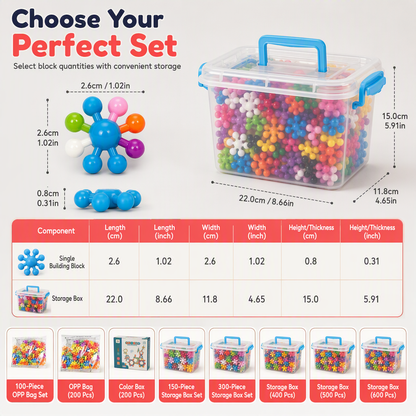 🧩 Kids 3D Interlocking Snowflake Building Blocks – Stable Build, Burr-free, Colorful ✨