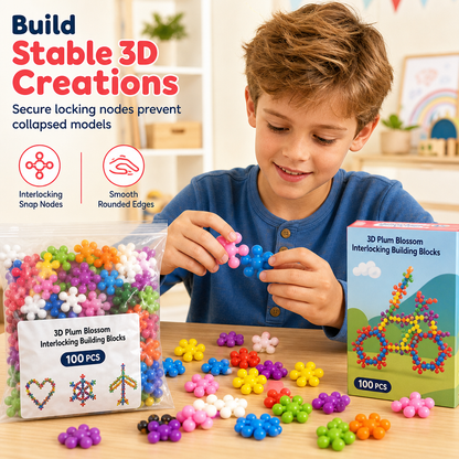 🧩 Kids 3D Interlocking Snowflake Building Blocks – Stable Build, Burr-free, Colorful ✨