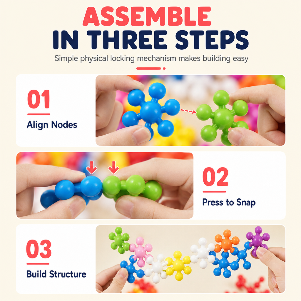 🧩 Kids 3D Interlocking Snowflake Building Blocks – Stable Build, Burr-free, Colorful ✨