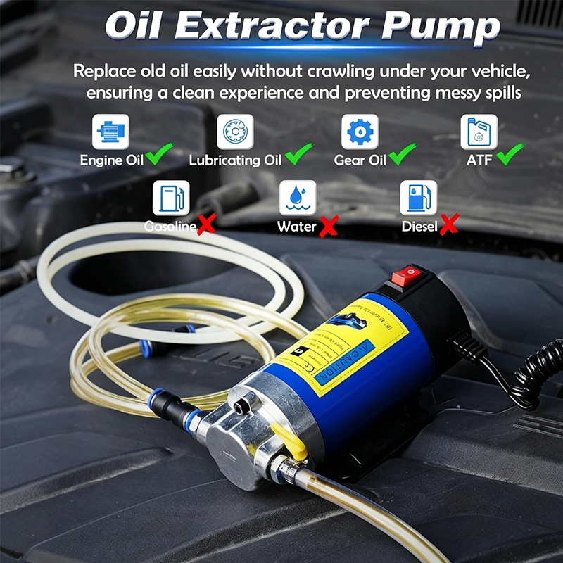 🥳2026 BESTSELLER🥾 Engine Oil Transfer Pump – Pure Copper Motor, Aluminum Alloy Pump Head – Coiled Spring Cable, Copper-Plated Clamps – 12V/24V – Portable! 🛡️💨