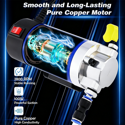 🥳2026 BESTSELLER🥾 Engine Oil Transfer Pump – Pure Copper Motor, Aluminum Alloy Pump Head – Coiled Spring Cable, Copper-Plated Clamps – 12V/24V – Portable! 🛡️💨