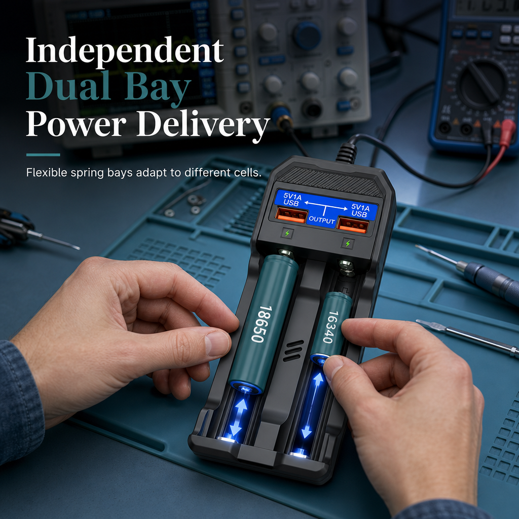 Smart Dual Slot Lithium Battery with Dual USB Ports