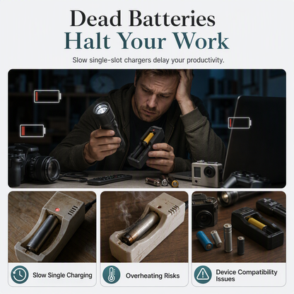 Smart Dual Slot Lithium Battery with Dual USB Ports