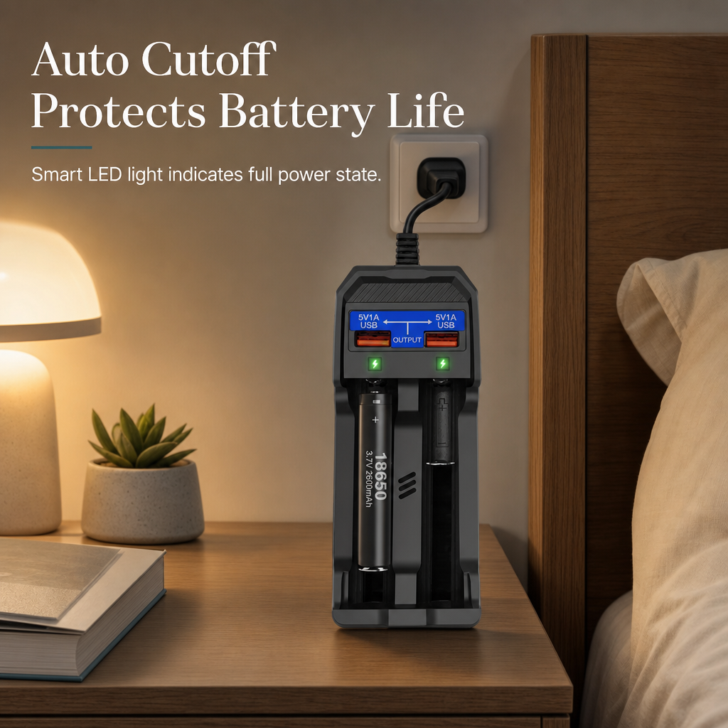 Smart Dual Slot Lithium Battery with Dual USB Ports