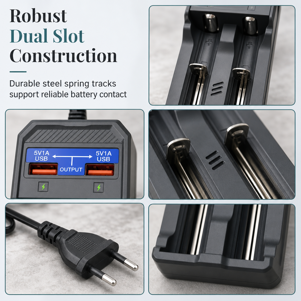 Smart Dual Slot Lithium Battery with Dual USB Ports