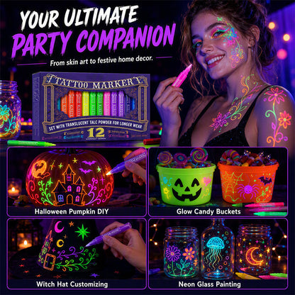 ✨ UV Glow Party Tattoo Pens – Skin-Safe, Quick Dry, Multi-Surface ✨
