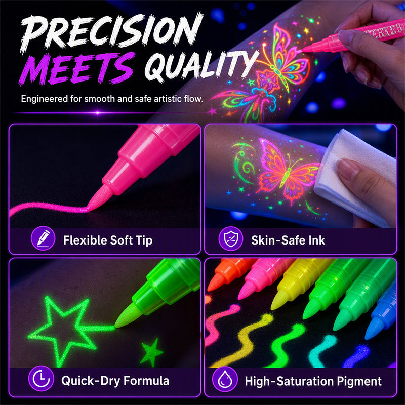 ✨ UV Glow Party Tattoo Pens – Skin-Safe, Quick Dry, Multi-Surface ✨
