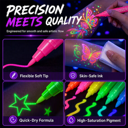 ✨ UV Glow Party Tattoo Pens – Skin-Safe, Quick Dry, Multi-Surface ✨
