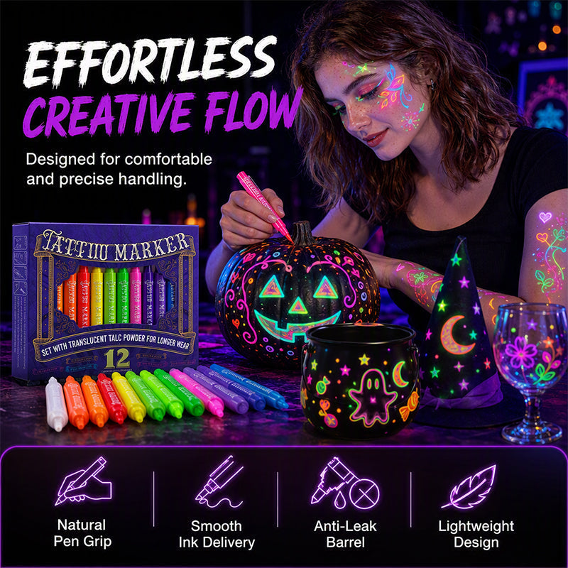✨ UV Glow Party Tattoo Pens – Skin-Safe, Quick Dry, Multi-Surface ✨