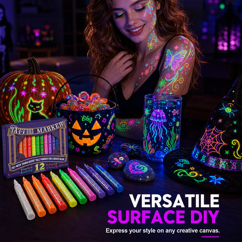 ✨ UV Glow Party Tattoo Pens – Skin-Safe, Quick Dry, Multi-Surface ✨