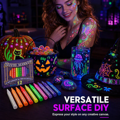 ✨ UV Glow Party Tattoo Pens – Skin-Safe, Quick Dry, Multi-Surface ✨