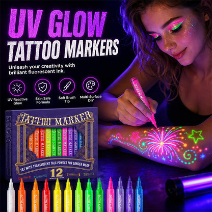 ✨ UV Glow Party Tattoo Pens – Skin-Safe, Quick Dry, Multi-Surface ✨