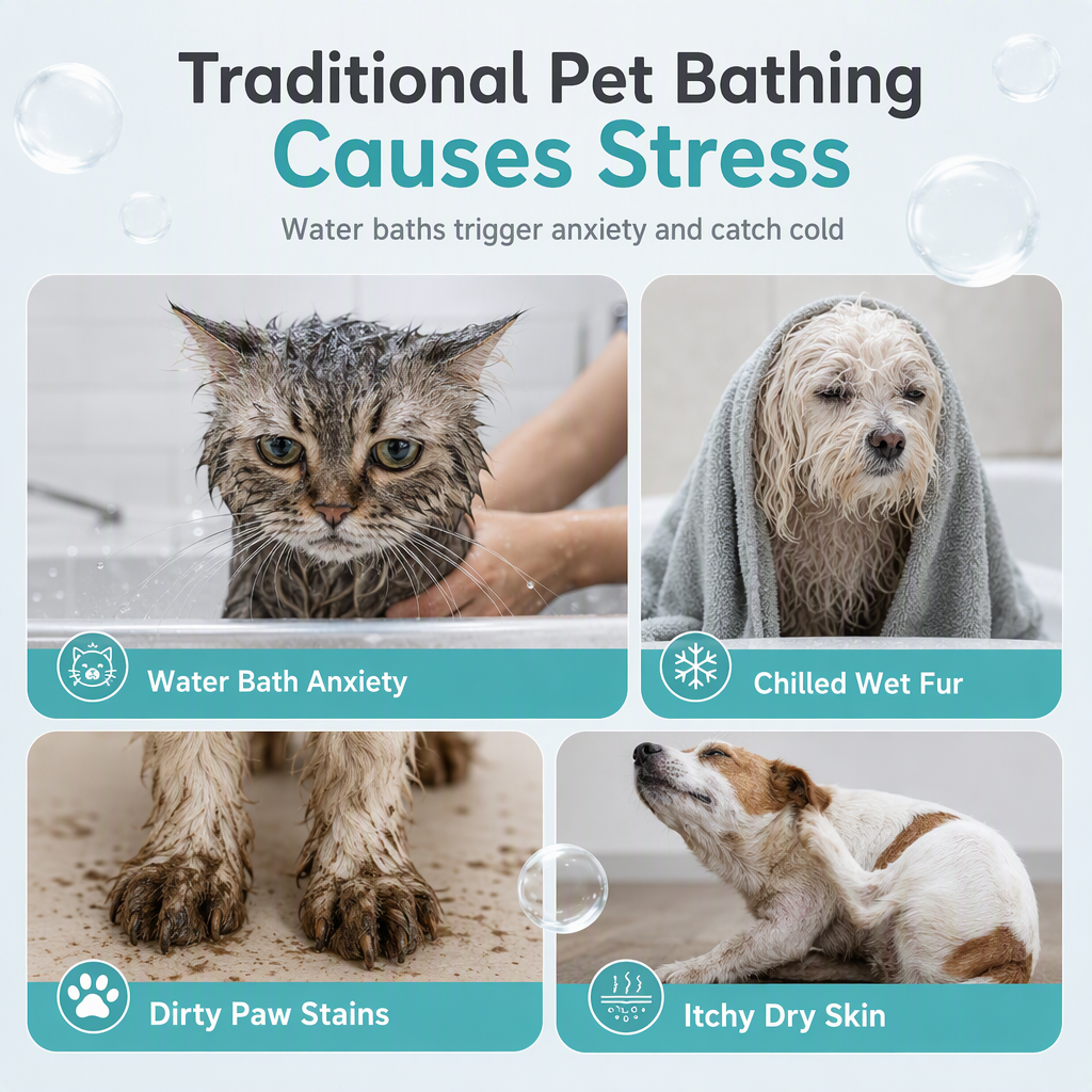 🐾  No-Rinse Pet Cleansing Foam – Gentle Waterless Mousse, Botanical-Extract Formula & Targeted Cleaning for Paws, Chins & Fur – Quick Freshening Between Baths, Travel & Winter 🌿
