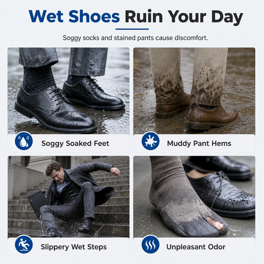 🌧️  Waterproof High‑Top Rain Shoe Covers – Non‑Slip PVC, 42cm Splash Barrier & Reflective Night Safety 👟