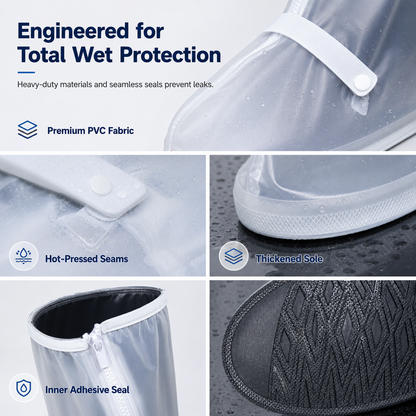 🌧️  Waterproof High‑Top Rain Shoe Covers – Non‑Slip PVC, 42cm Splash Barrier & Reflective Night Safety 👟