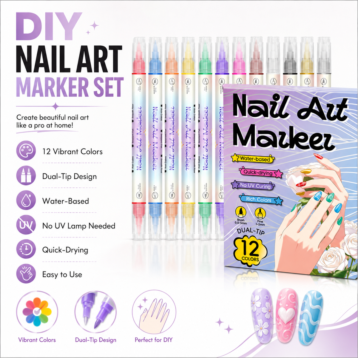 ⏳DIY Nail Art Marker Pen Set💅💞