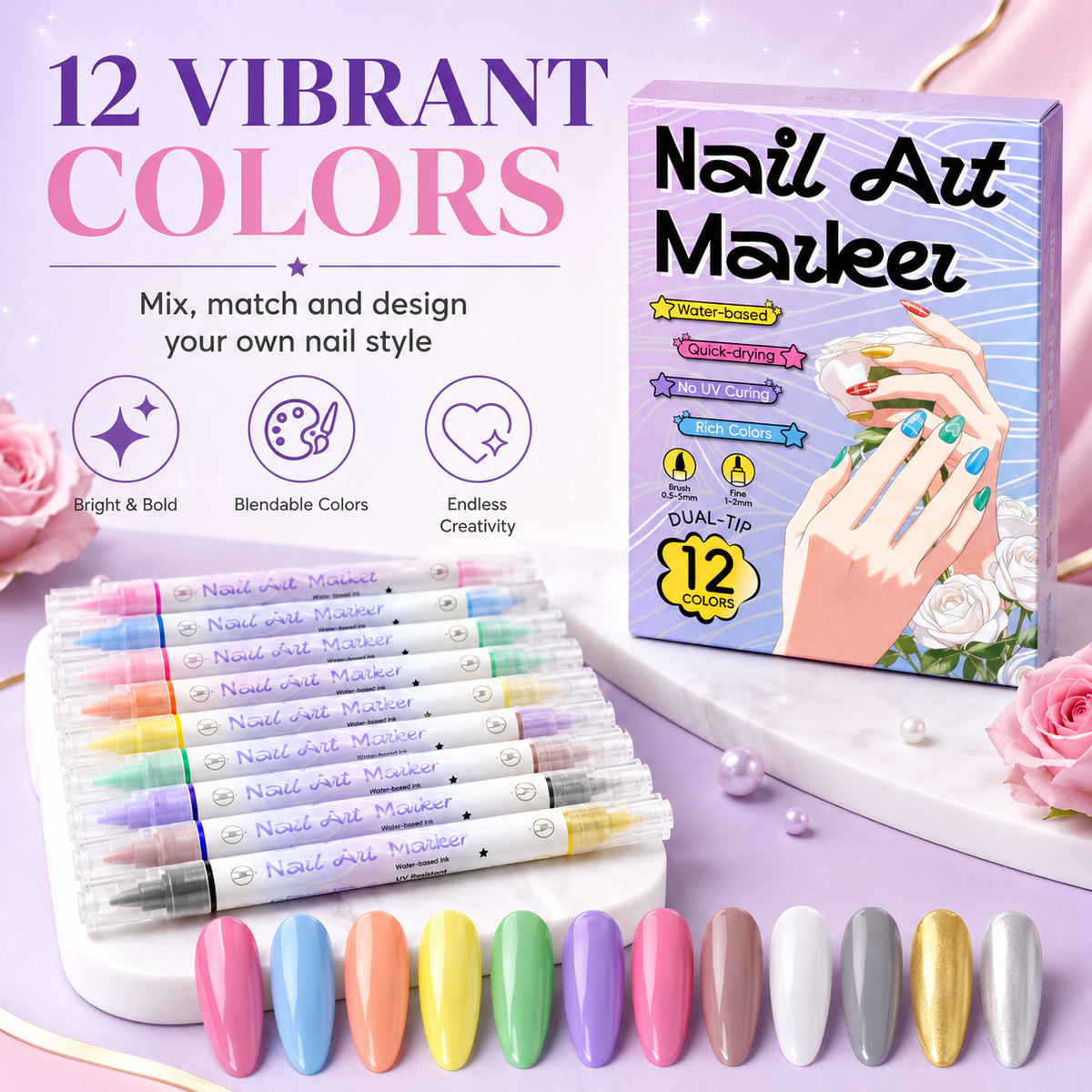⏳DIY Nail Art Marker Pen Set💅💞