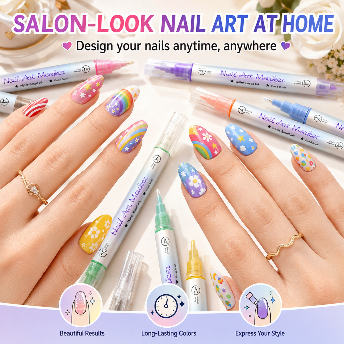 ⏳DIY Nail Art Marker Pen Set💅💞