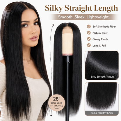 Long Straight Middle Part Synthetic Wig