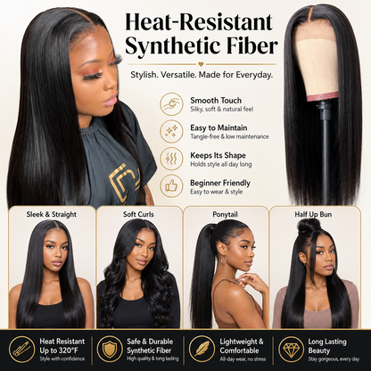 Long Straight Middle Part Synthetic Wig