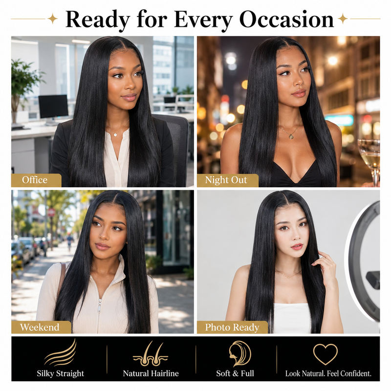 Long Straight Middle Part Synthetic Wig